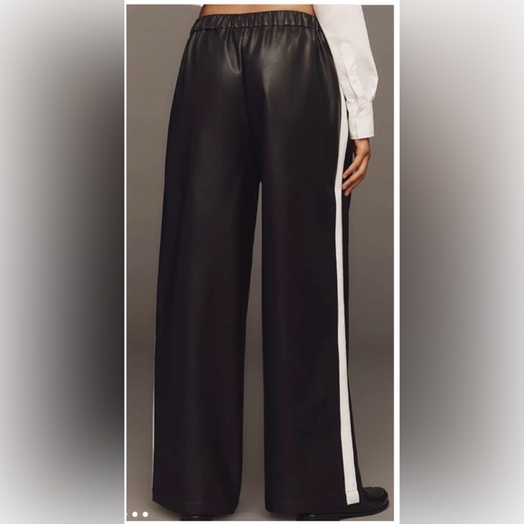 NWT Anthropologie Maeve black Faux Leather Pull-On Track Pants medium - Picture 3 of 8